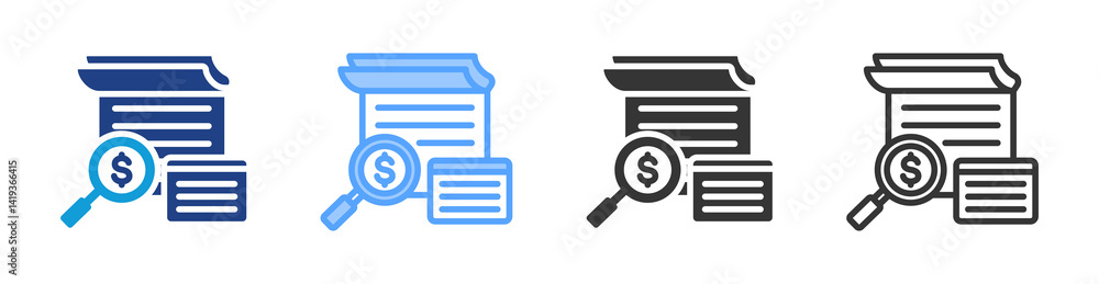 Poster Bill icon set multiple style collection