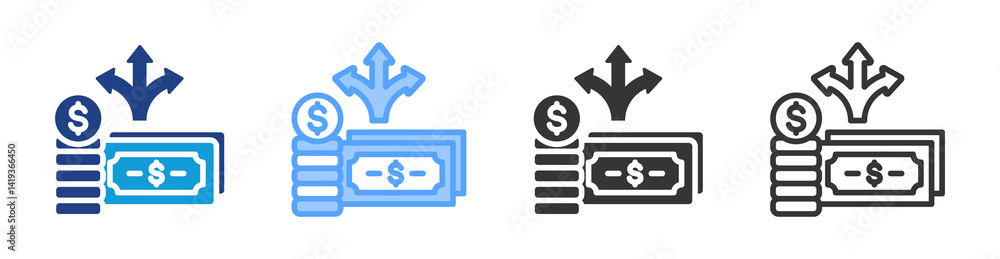 Poster expenditure icon set multiple style collection