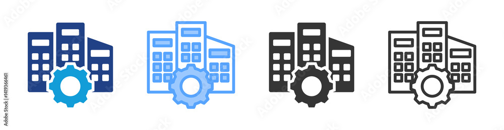 Poster company service icon set multiple style collection