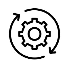 Gear with Circular Arrow Workflow Icon Design