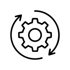 Gear with Circular Arrow Workflow Icon Design
