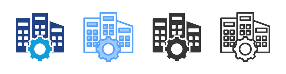 Company Service icon set multiple style collection