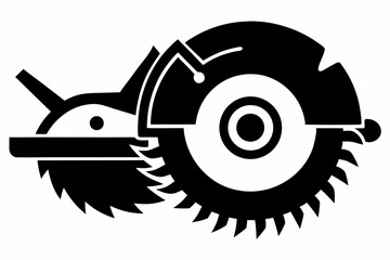 circular saw silhouette line art vector illustration