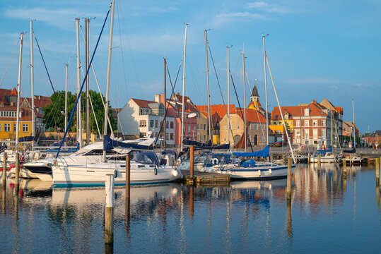 Boats in the port and the town