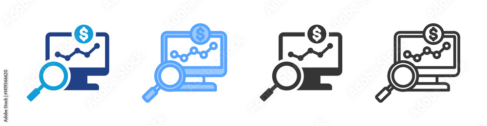 Poster Analyzing Costs icon set multiple style collection