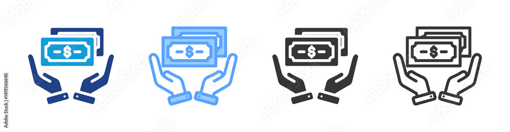 Poster Handling icon set multiple style collection