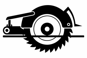 circular saw silhouette line art vector illustration