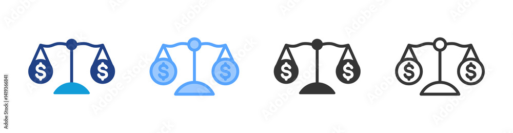 Poster balance icon set multiple style collection