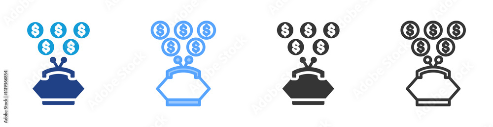 Poster Saving icon set multiple style collection