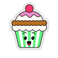 Cute Cartoon Cupcake Illustration