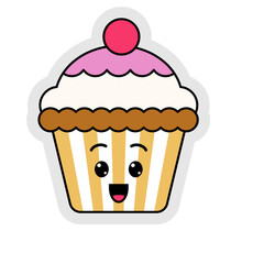 Cute Cartoon Cupcake Illustration