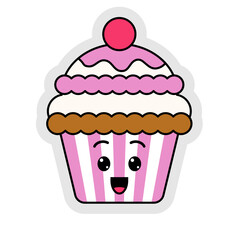 Cute Cartoon Cupcake Illustration