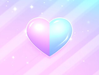 Whimsical Heart with Pastel Hues on Soft Striped Gradient Backdrop