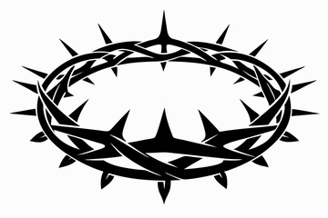 crown of thorns silhouette line art vector illustration