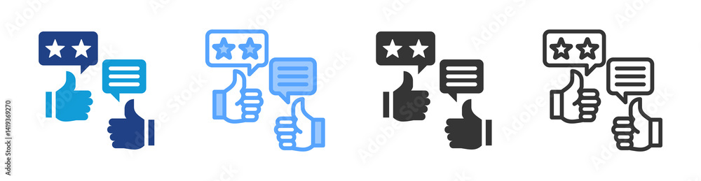 Poster review icon set multiple style collection