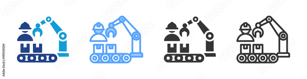 Aufkleber production icon set multiple style collection