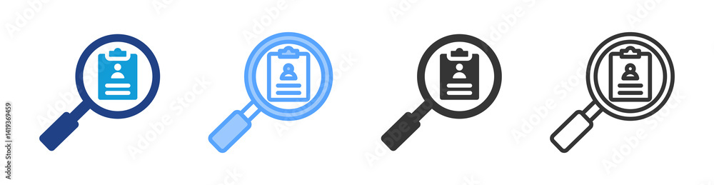 Poster Identification Records icon set multiple style collection
