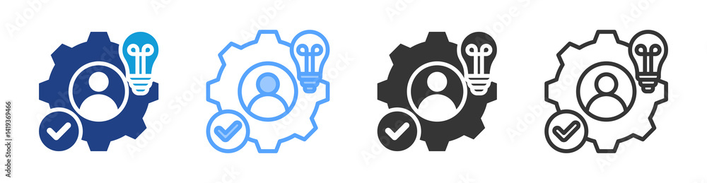 Poster competence icon set multiple style collection