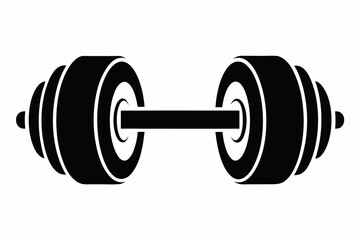 dumbbell silhouette line art vector illustration