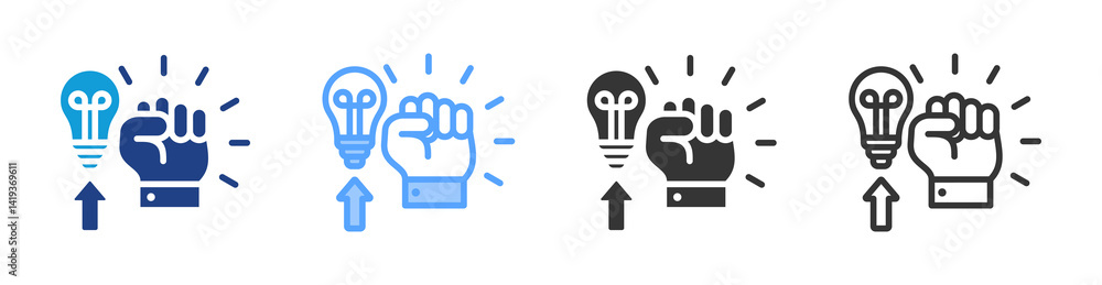 Poster motivation icon set multiple style collection