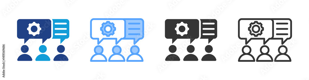 Poster team spirit icon set multiple style collection