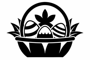 easter basket silhouette line art vector illustration