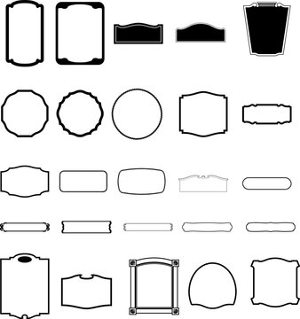 set of blank paper stickers, a set of black and white frames and frames