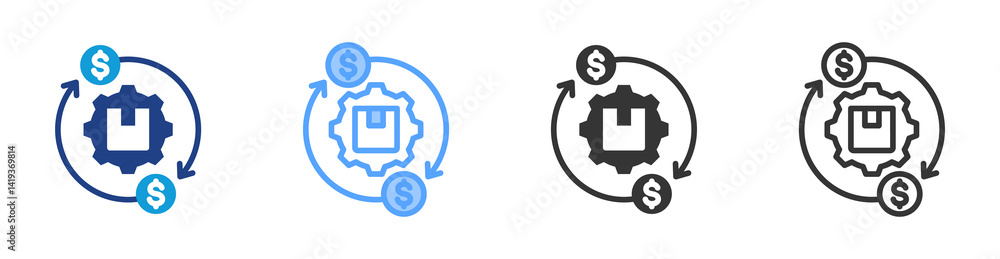 Poster Cost Production icon set multiple style collection