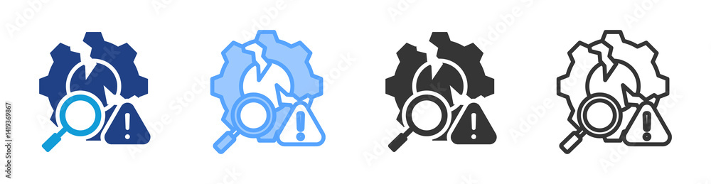 Poster Defects icon set multiple style collection