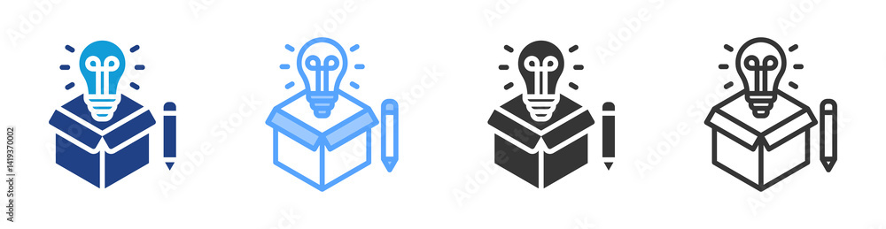 Poster product redesign icon set multiple style collection