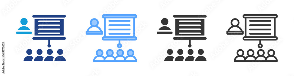Poster Training icon set multiple style collection