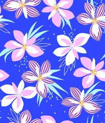 soft  flower print. seamless background.
blossom pattern on a light background with a  wild  flowers of different sizes artwork for tattoo, fabrics, souvenirs, packaging, greeting cards