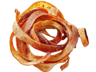 A Closeup of Dehydrated Orange Peel Spirals: Culinary Delights and Zesty Textures