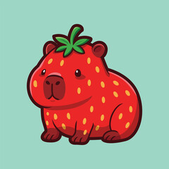 Strawberry Capybara Cartoon