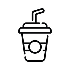 Trendy icon of takeaway juice glass designed in line style