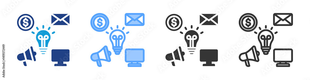 Poster Social Median Platforms icon set multiple style collection
