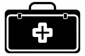 Obraz premium first aid kit silhouette line art vector illustration