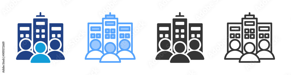 Poster companies icon set multiple style collection