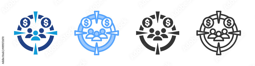 Poster potential costumer icon set multiple style collection