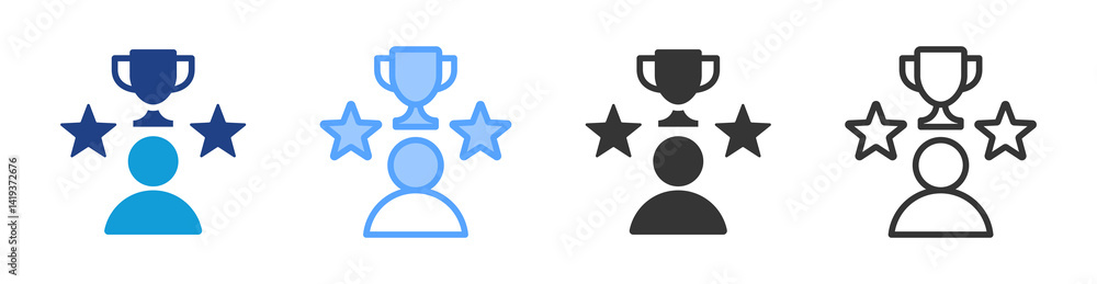 Poster success icon set multiple style collection
