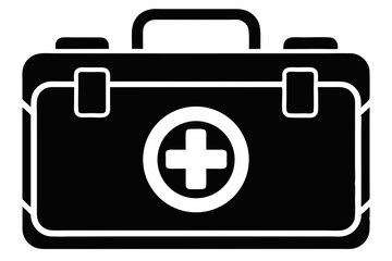first aid kit silhouette line art vector illustration