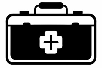 first aid kit silhouette line art vector illustration