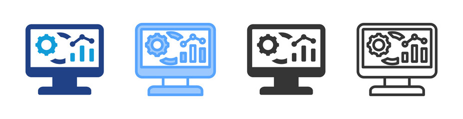 Data Analytics icon set multiple style collection
