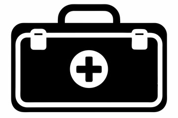 first aid kit silhouette line art vector illustration