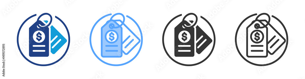 Poster obtain pricing icon set multiple style collection