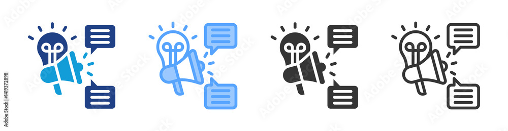 Poster marketing campaign icon set multiple style collection