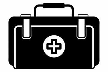 Fototapeta premium first aid kit silhouette line art vector illustration