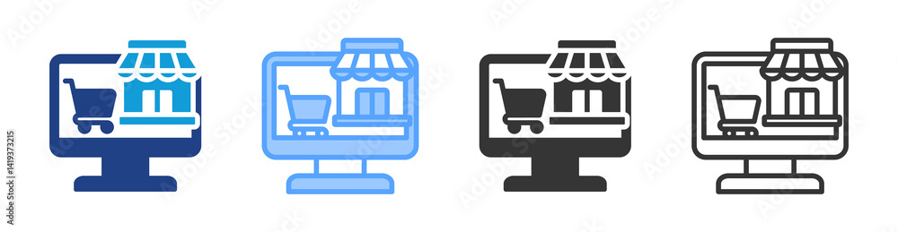 Poster Marketplace icon set multiple style collection