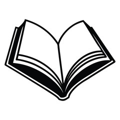  silhouette open book on white background