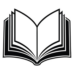  silhouette open book on white background